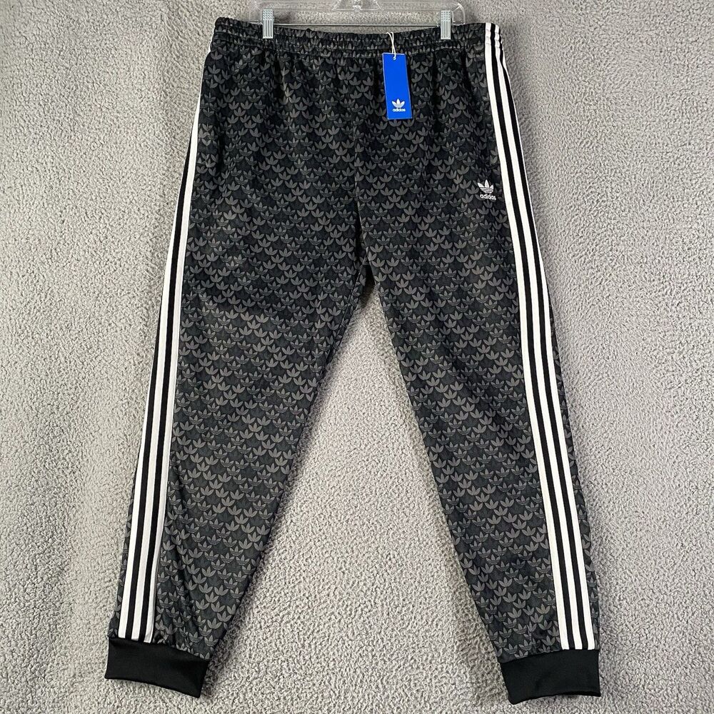 Adidas Originals SSTR MONO TP Pants Mens 2XL XXL Black Gray All Over Print NEW